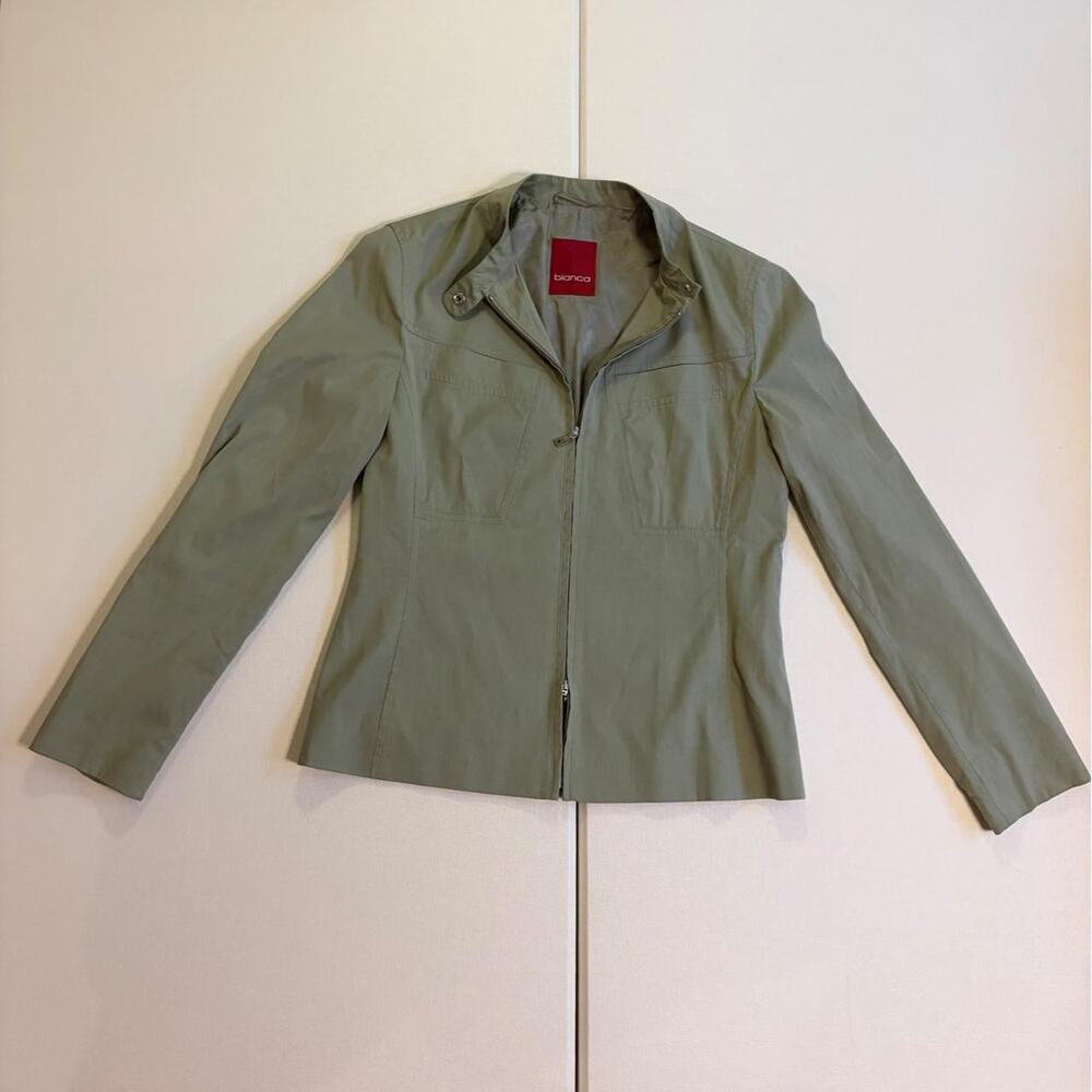Vintage Bianca Sage Green Utility Jacket Two-Way Zip Mock Neck Small